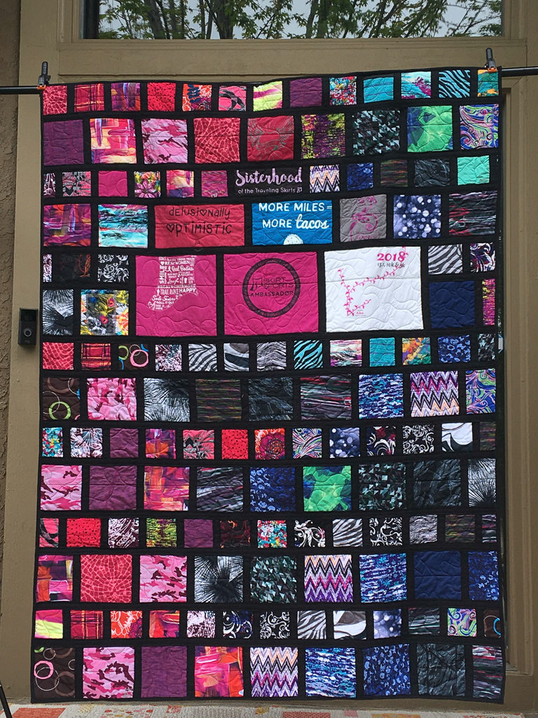 Skirt Sports T-shirt quilt with sashing