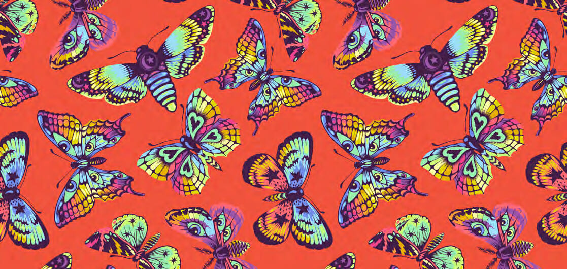 Featured image for “Tula Pink Daydreamer Butterfly Kisses in Papaya”